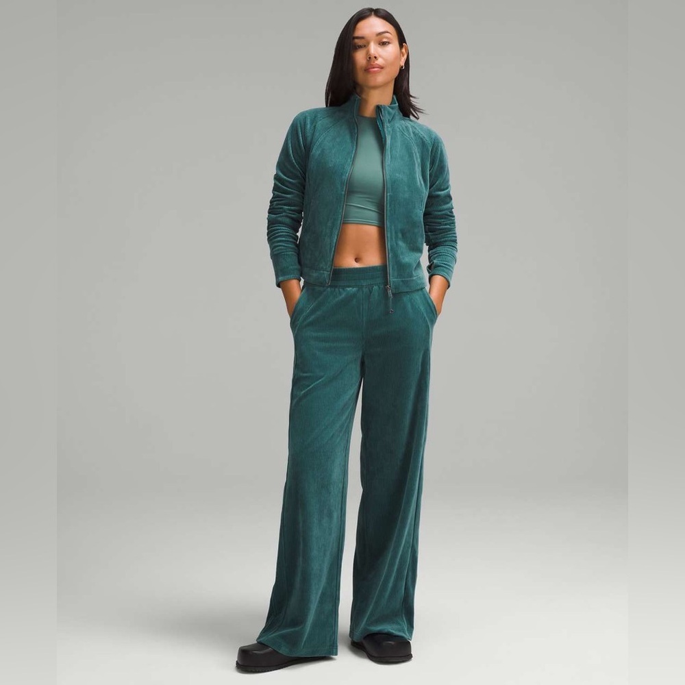 Lululemon Scuba Mia-Rise Wide-Leg Pant *Velvet Cord Storm Teal 6